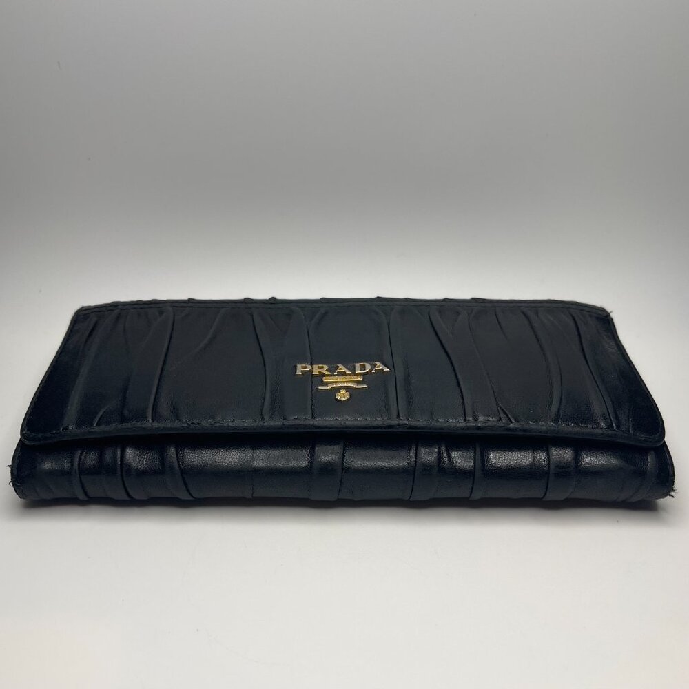 Prada Nappa Gaufre Leather Continental Wallet - Black - Preowned - Picture 7 of 14